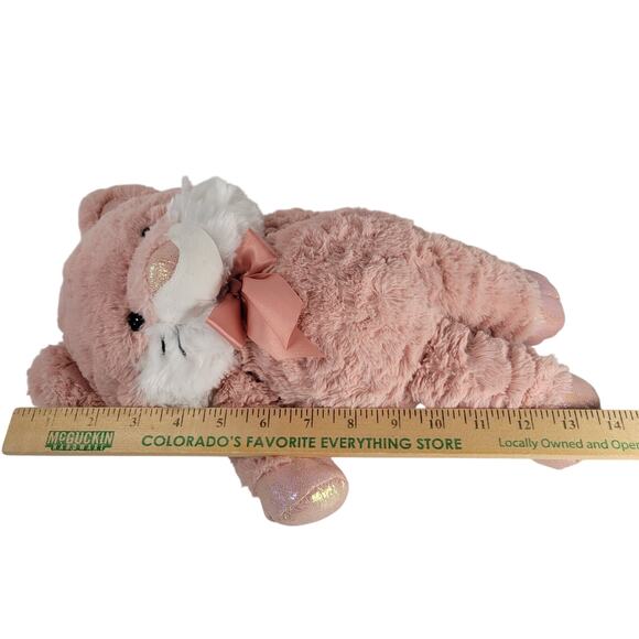Kellytoy Pink Cat Plush 14" Stuffed Animal 2020 Satin Bow Shiny Nose Ears Feet - Picture 9 of 15
